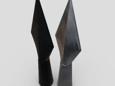 Arrowhead pair of metal sculptures Low-poly 3D model