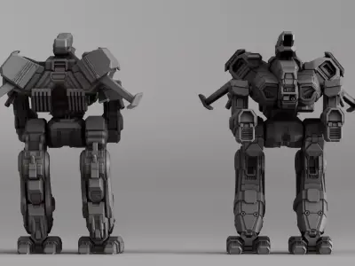 S00043 Sci-Fi Mech Walker with Jet Pack 3D print model