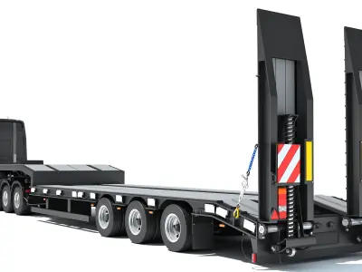 Truck with Platform Trailer 3D model shop