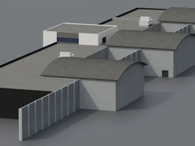 Factory Garage Low-poly 3D model