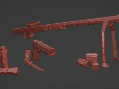  weapons of the future Low-poly 3D model
