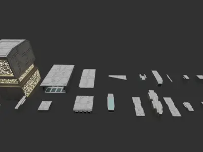 Scifi KitBash with Textures Free low-poly 3D model
