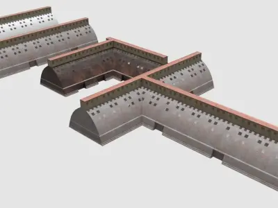 Hall industrial Low-poly 3D model