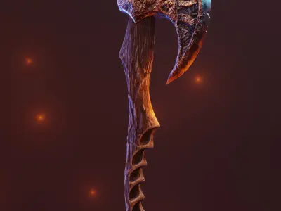 Viking Axe Low-poly 3D model 7