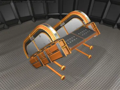 Sci-Fi Stairs - 29 - Orange  Version Low-poly 3D model