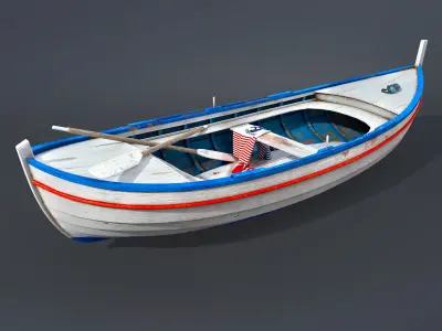 Wooden boat 3D model