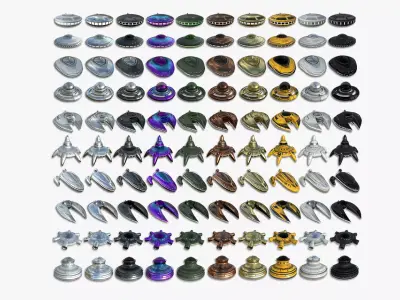 100 Alien Spaceships UFO Super Collection - Spacecraft Design 3D Model Pack
