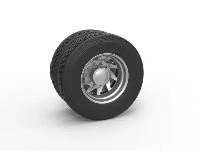 Rear custom wheel of semi truck Version 7 Scale 1 to 25 3D print model