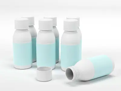 Chemical medical lab bottles 3D models set Low-poly 3D model