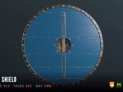 Viking Shield Low-poly 3D model 39