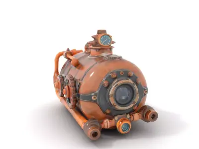 Steampunk Boiler Model Pack with Detailed Gauges and Pipes Low-poly 3D model