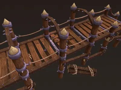 Big Wooden Bridge Low-poly 3D model