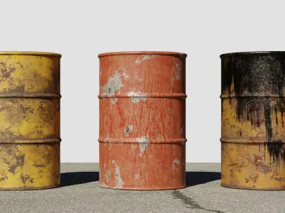 Metal Barrels Pack Low-poly 3D model purchase