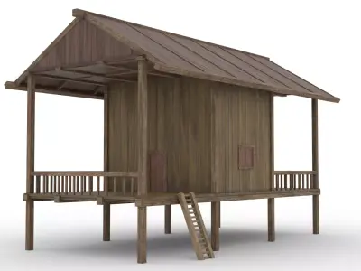 Thai Wood House Demo Free 3D model