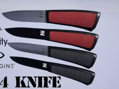 Low Poly PBR P44 Knife Free low-poly 3D model