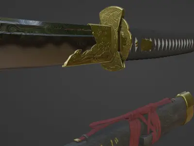 Katana two samurai swords Free low-poly 3D model purchase