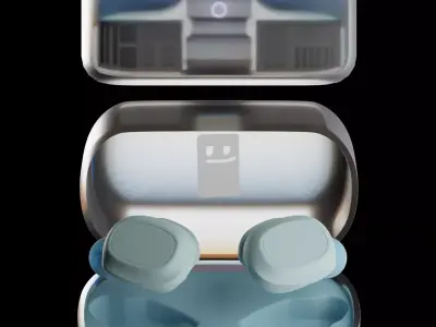 Cartoon-Style Wireless Earphones with Case Free 3D model