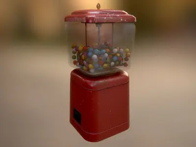 Vintage Candy Gumball Machine - Low-poly Game-ready PBR 3D Model Low-poly 3D model