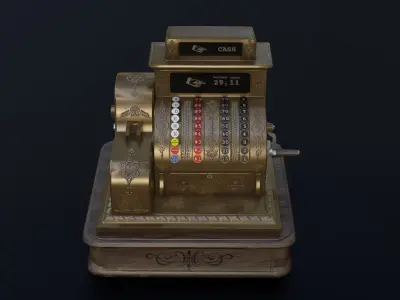 Antique Cash Register Low-poly 3D model