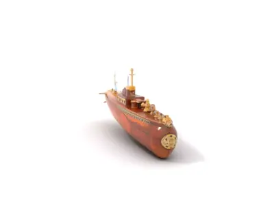 Antique Brass Submarine model pack Low-poly 3D model