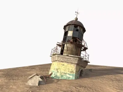Sunken Lighthouse  In The Desert 3D model