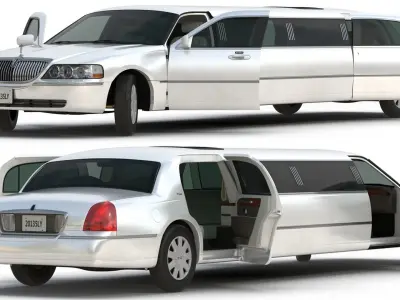Luxury Lincoln Stretch Limousine Rigged for Maya 3D model