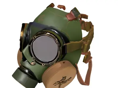 Worn Military Gas Mask Low-poly 3D model