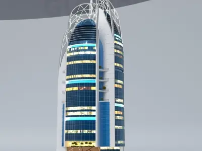 Skyscraper building Low-poly 3D model