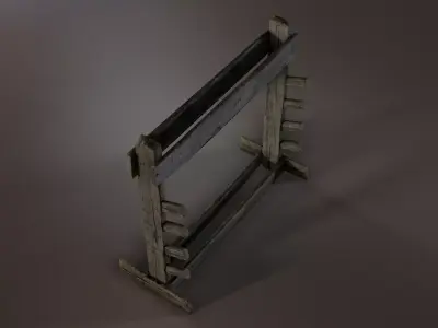 Wooden Weapon Rack Low-poly 3D model