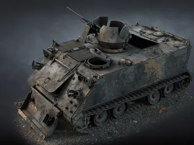 M113 APC Destroyed Game Ready Low-poly 3D model