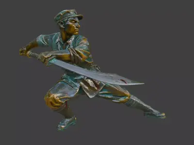 Military sculpture warrior  military battle war hero  soldier 3D print model 23