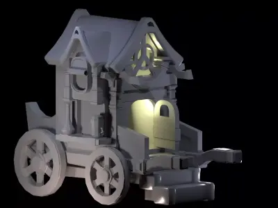 Stylized Carriage Low-poly 3D model