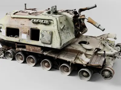 Destroyed 2S19 Msta 152 mm self-propelled howitzer 3D model purchase