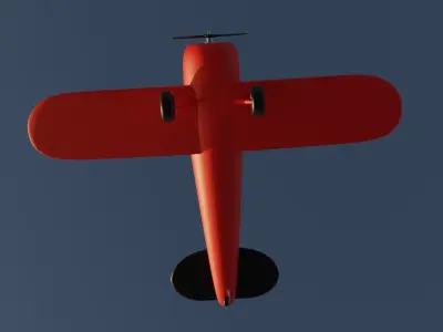 Red airplane single seater Low-poly 3D model
