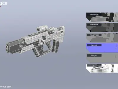 Scifi Battle gun Low-poly 3D model purchase
