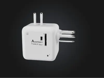Travel adapter Low-poly 3D model