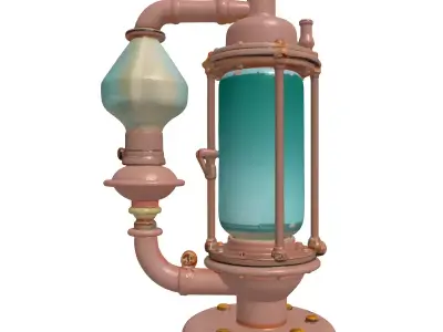 Steampunk Alchemist Industrial Desk Lamp 3D model