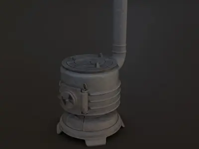 Old Japanese Stove Low-poly 3D model