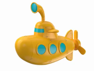 Cartoon Submarine Orange 3D model