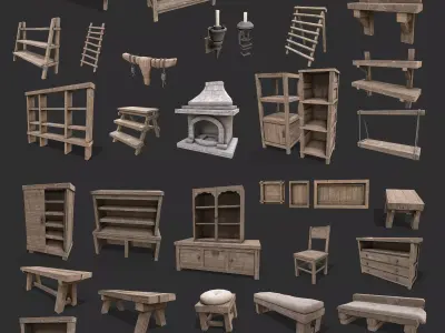 Medieval Living Room Collection 3D Model Pack