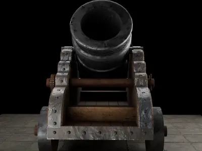 Cannon on wheels - on wheels 3D model
