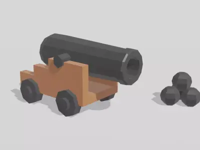 Pirate cannon for UE4 Free low-poly 3D model