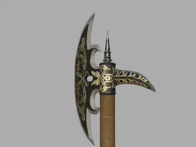 Medieval fantasy axe Low-poly 3D model
