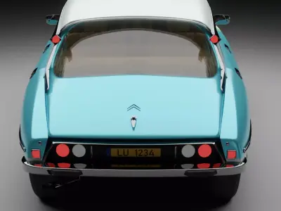 Rigged 1975 Citroen 3D Model 3D model