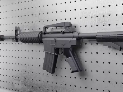 Colt M4A1 AR15 Carbine Assault Rifle Machine Gun Low-poly 3D model