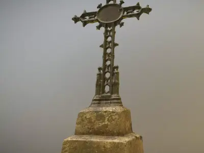 Scanned photorealistic old rusty iron cast cross Low-poly 3D model
