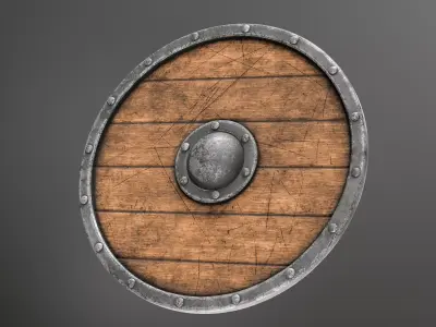 Medieval Wooden Round Shield 3D model