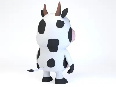 Cartoonish Humanoid Cow Character Low-poly 3D model
