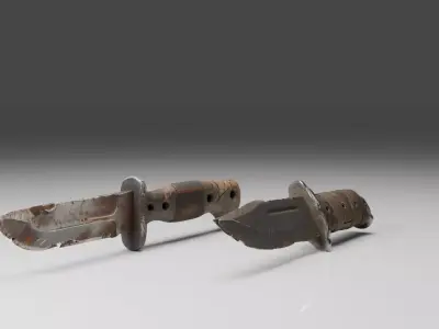 Post Apocalyptic Survival Knife Rusted Combat Blade Free low-poly 3D model