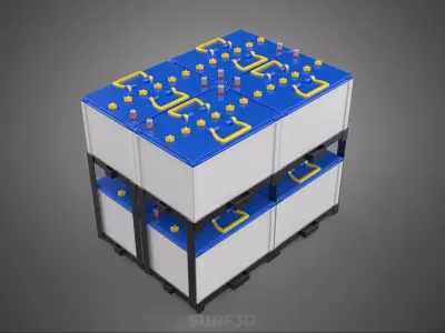 ARRAY SERIES PARALLEL ACCU BATTERY STACK TRAY RACK BRACKET MOUNT 3D model